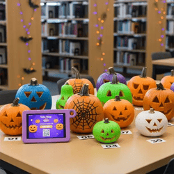Library Halloween programs with carved pumpkins