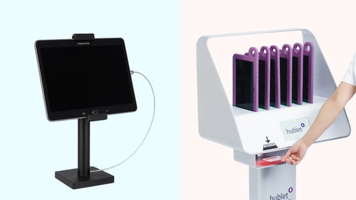 Normal tablet lock stand vs. Hublet Dock tablet station