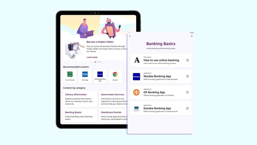 Simple tablet user interface of the Hublet Solution