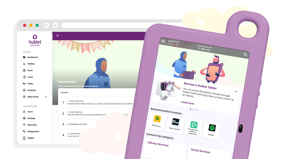 Newcomers Profile on Hublet One library tablet