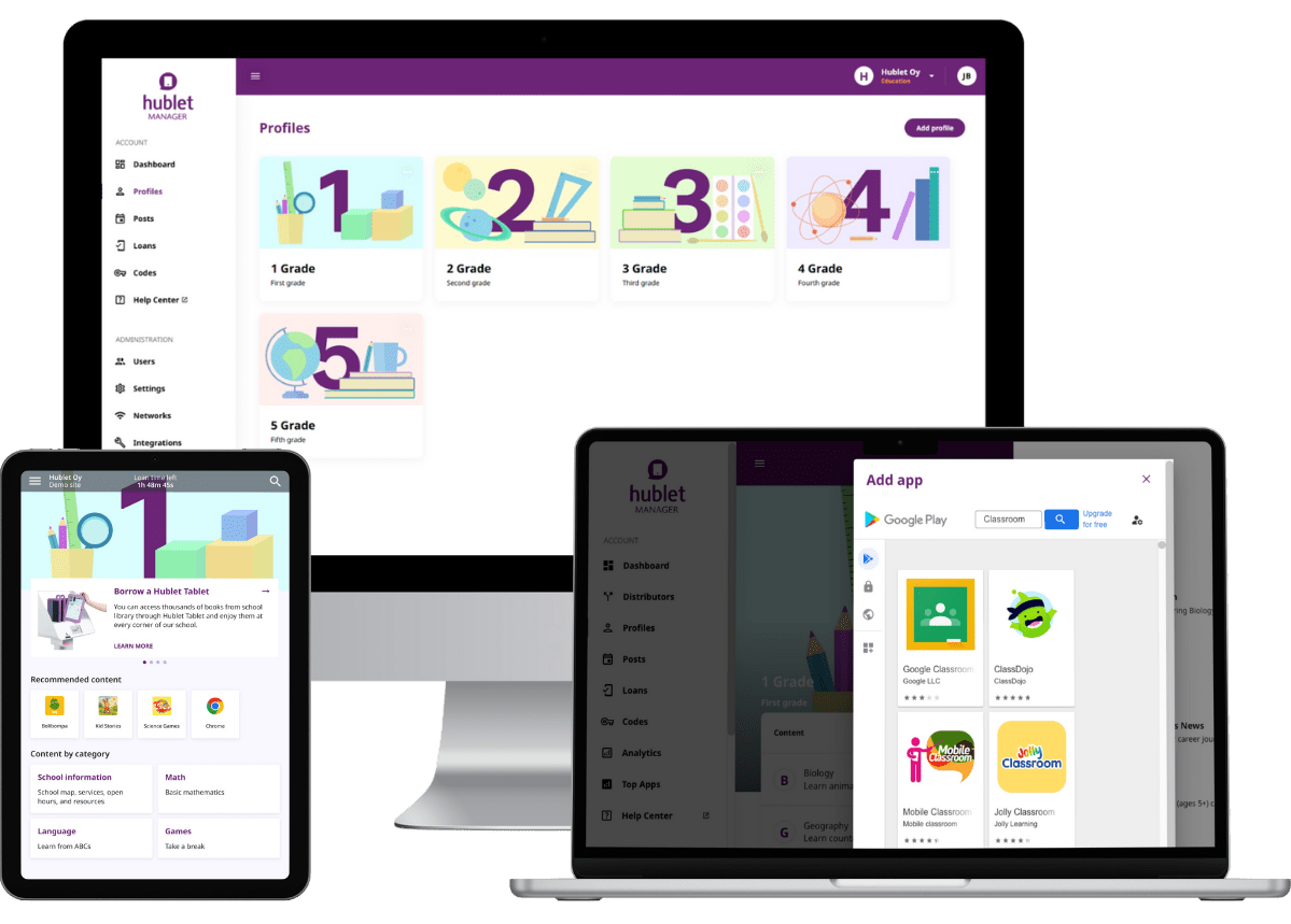 Hublet Solution for education works in every tablet for schools-min