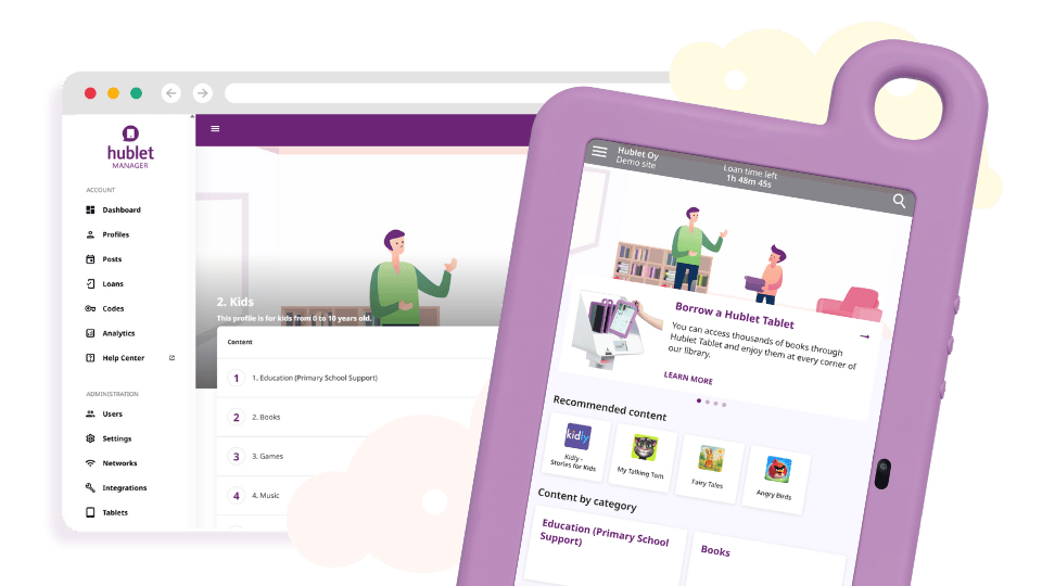 Kids Profile on Hublet One library tablet